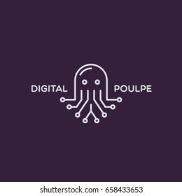 Digital poulpe logo template design. Vector illustration.