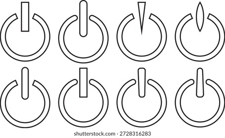 Conjunto de iconos de Botón de energía digital. colección de señal de energía de Vector de Profesional Interfaz de usuario moderna en símbolos apagados. Iconos Electrónicas del control del dispositivo . Elementos de interfaz de interruptor de energía minimalista.

