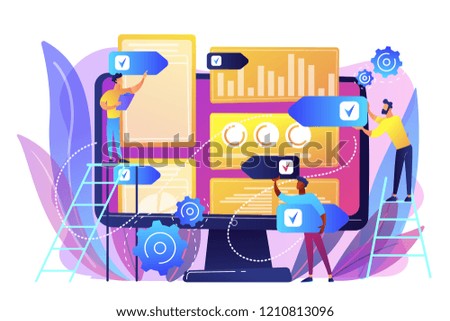 Digital PR agency increase online presence. PR strategy, natural link acquisition and domain authority, brand awareness and keyword rankings concept. Bright vibrant violet vector isolated illustration
