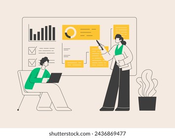 Digital presentation abstract concept vector illustration. Office online meeting, visual data representation, business conference, education, digital marketing, public speaking abstract metaphor.