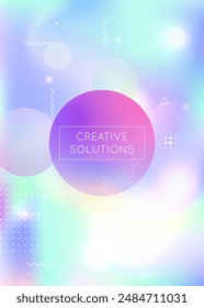 Digitale Präsentation. In: Rainbow Design. Hologramm-Hintergrund. Motion Flyer. Lebendige Punkte. Blaue magische Form. Glänzende Business-Vorlage. Rundposter. Purpurfarbene digitale Präsentation