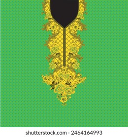 Digital print embroided pattern design with neck design and lace borders shirts.