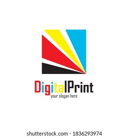 Digital print logo design template vector icon
