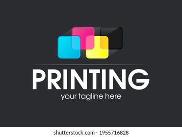 Digital print logo design template. Typography modern sign. Polygraphy and print factory. Express press and photocopy studio. 