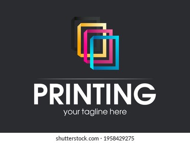 Design-Vorlage für digitales Print-Logo. Typografie, modernes Zeichen. Polygraphie- und Druckfabrik. Express-Presse und Fotokopierstudio. 