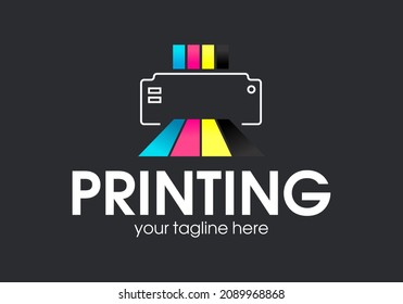 Digital print logo design template. Typography modern sign. Polygraphy and print factory. Express press and photocopy studio. 