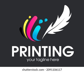 Digital print logo design template. Typography modern sign. Polygraphy and print factory. Express press and photocopy studio. 