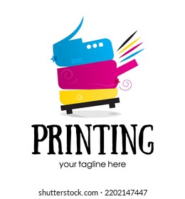 Digital print logo design template. Typography modern sign. Polygraphy and print factory. Express press and photocopy studio. 