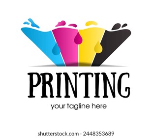 Digital print logo design template. Typography modern sign. Polygraphy and print factory. Express press and photocopy studio. 