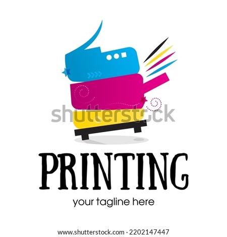 Digital print logo design template. Typography modern sign. Polygraphy and print factory. Express press and photocopy studio. 