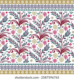 digital print on demand artwork with arabic ornament and floral pattern for bedding
