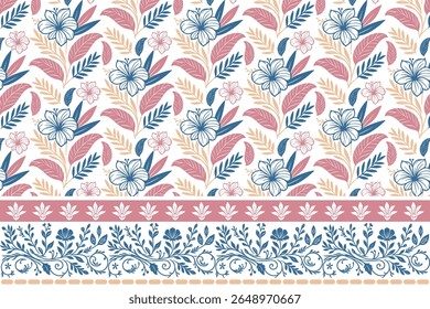 impressão digital linha pronta floral padrão sem emenda com borda composta de arte floral de linha única contínua adequada para papel de parede minimalista, embalagem e tecido de moda

