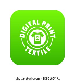 Digital print textile icon green vector isolated on white background