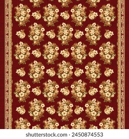 Digital Printed pattern textile design hand draw motifs beautiful flowers