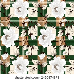 Digital Printed pattern textile design hand draw motifs beautiful flowers
