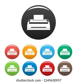 Digital printer icons set 9 color vector isolated on white for any design
