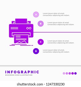 Digital, printer, printing, hardware, paper Infographics Template for Website and Presentation. GLyph Purple icon infographic style vector illustration.