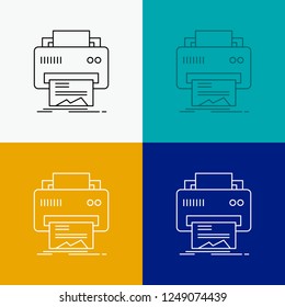 Digital, printer, printing, hardware, paper Icon Over Various Background. Line style design, designed for web and app. Eps 10 vector illustration