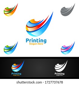 Digital Printing Company Vector Logo Design for Media, Retail, Advertising, Newspaper or Book Concept