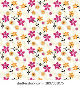 Digital printing with floral pattern zigzag backdrop background