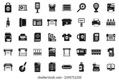 Los iconos de impresión digital establecen un vector simple. Impresora informática. Digital de papel