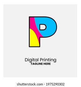 Digital printing logo design template, Flat design graphic image concept