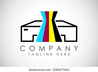 Digital printing logo design template. Logo for print shop polygraph and print factory. Vector illustration.