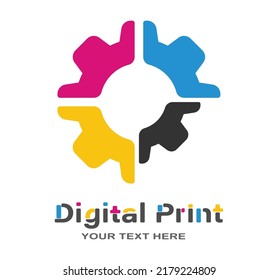 Digital printing or photo printing. Vector template of a logo, sticker or sticker for creative design and thematic design. Flat style