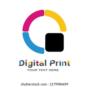 Digital printing or photo printing. Vector template of a logo, sticker or sticker for creative design and thematic design. Flat style