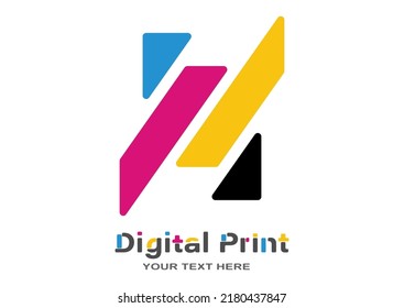 Digital printing or photo printing. Vector template of a logo, sticker or sticker for creative design and thematic design. Flat style