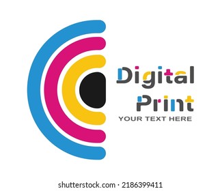 Digital printing or photo printing. Vector template of a logo, sticker or sticker for creative design and thematic design. Flat style