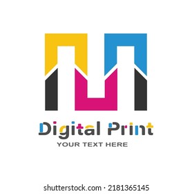 Digital printing. Vector template for a logo, sticker or sticker for creative design and thematic design. Flat style