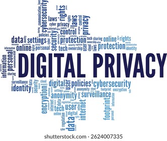 Digital Privacy word cloud conceptual design isolated on white background.