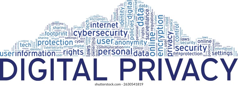 Digital Privacy word cloud conceptual design isolated on white background.