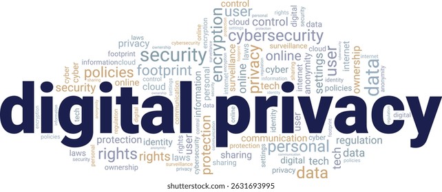 Digital Privacy word cloud conceptual design isolated on white background.