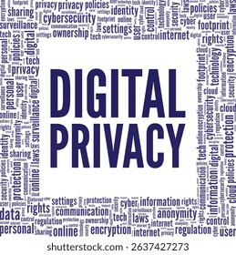 Digital Privacy word cloud conceptual design isolated on white background.