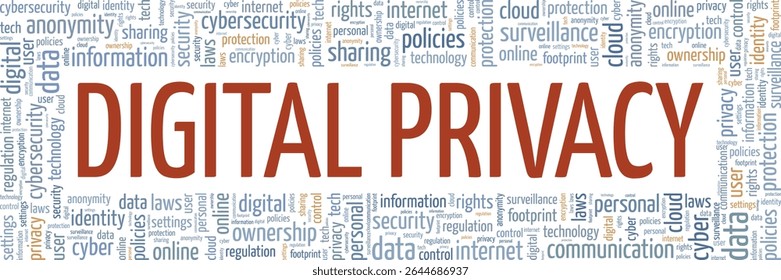 Digital Privacy word cloud conceptual design isolated on white background.