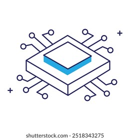 Digital Processing and CPU Vector Icon Design, CPU, processor, computer hardware, microchip, central processing unit