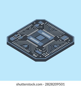 A digital processor chip designed with intricate microcircuits