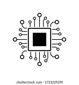 Digital Processor Chip Vector Icon. Technology Sign