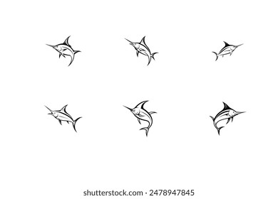 is a digital product designed for use in various branding and marketing materials. It features a sleek, artistic representation of a marlin fish, presented on a white background.