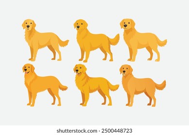 A digital product featuring a high-quality, detailed vector artwork of a Golden Retriever dog, ideal for graphic design, printing, and digital media projects.