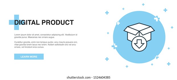 digital product icon, banner outline template concept. digital product line illustration