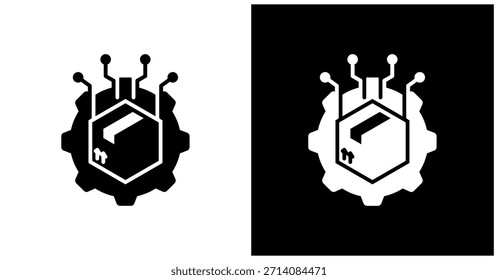 Digital Product Icon Set In White And Black Background