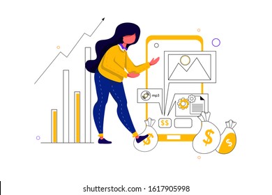 Digital Product Manager concept with character. Can use for web banner, mobile app, hero images. Flat vector illustration on white background.