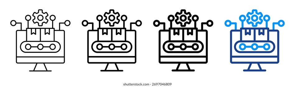 Conjunto de Colección de contorno diferente de ícono de producción digital