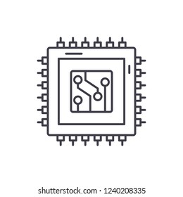 Digital production line icon concept. Digital production vector linear illustration, symbol, sign