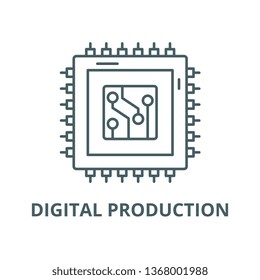 Digital production line icon, vector. Digital production outline sign, concept symbol, flat illustration