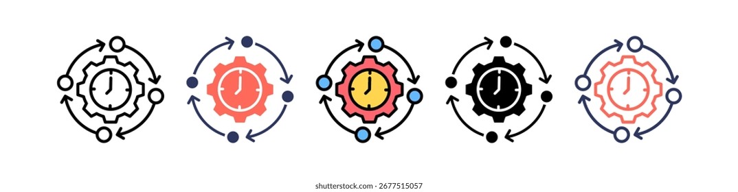 Digital Productivity Icon Multiple Vector Illustration
