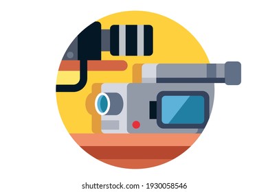 Digital professional video camera vector illustration. Camcorder appliance, monitoring device, professional equipment flat style. Safety, security concept. Isolated on white background